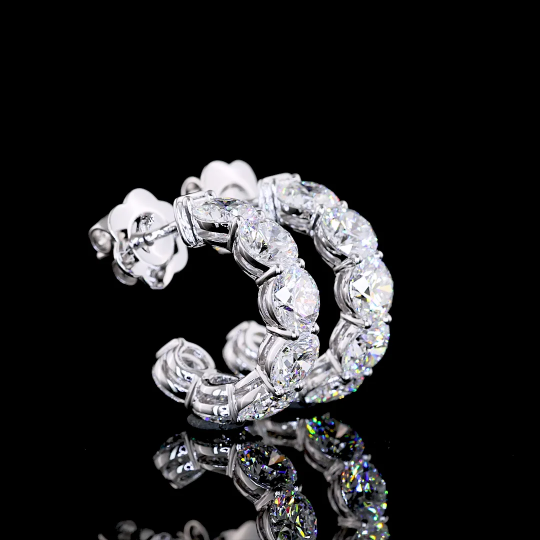 4.57 Cts 14k White Gold Round Shape C Hoops Earring