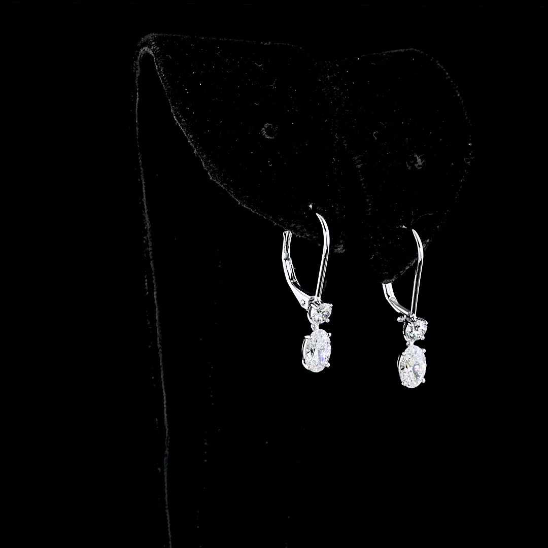 1.34 Cts 14k White Gold Mix Shape Hanging Earring