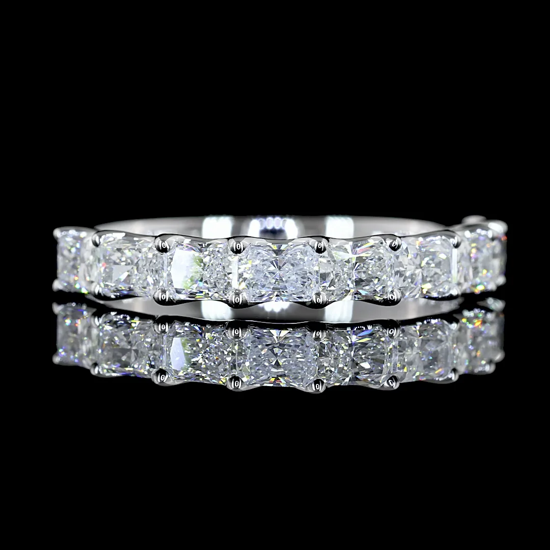 1.08 Cts 14k White Gold Radiant Shape Half Eternity Eternity Band