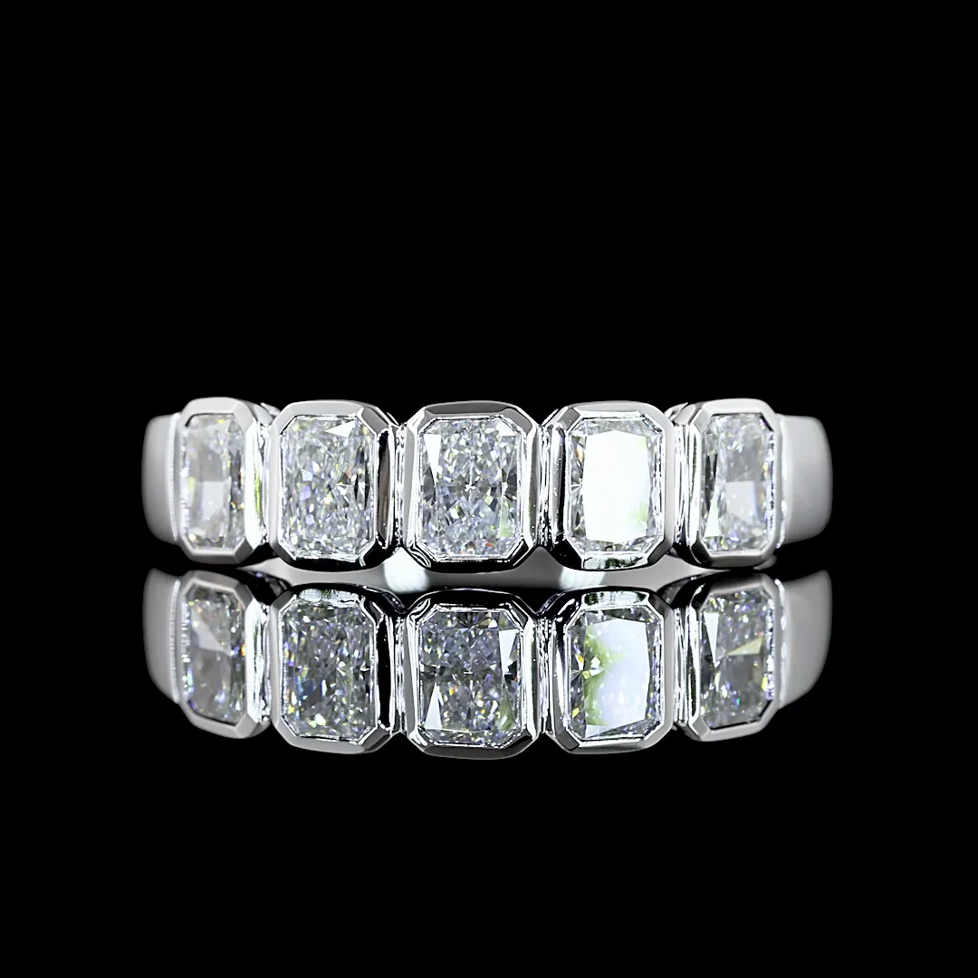 1.03 Cts 14k White Gold Radiant Shape 5 Stones Eternity Band