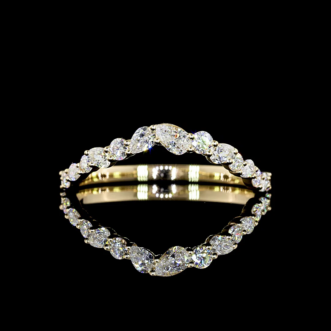 0.42 Cts 14k Yellow Gold Mix Shape Half Eternity Eternity Band