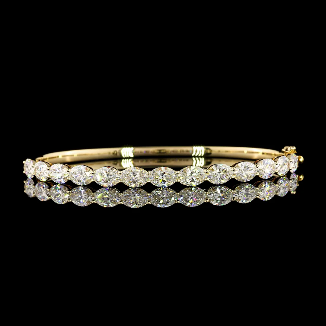 5.64 Cts 14k Yellow Gold Oval Shape Bangles Bracelet