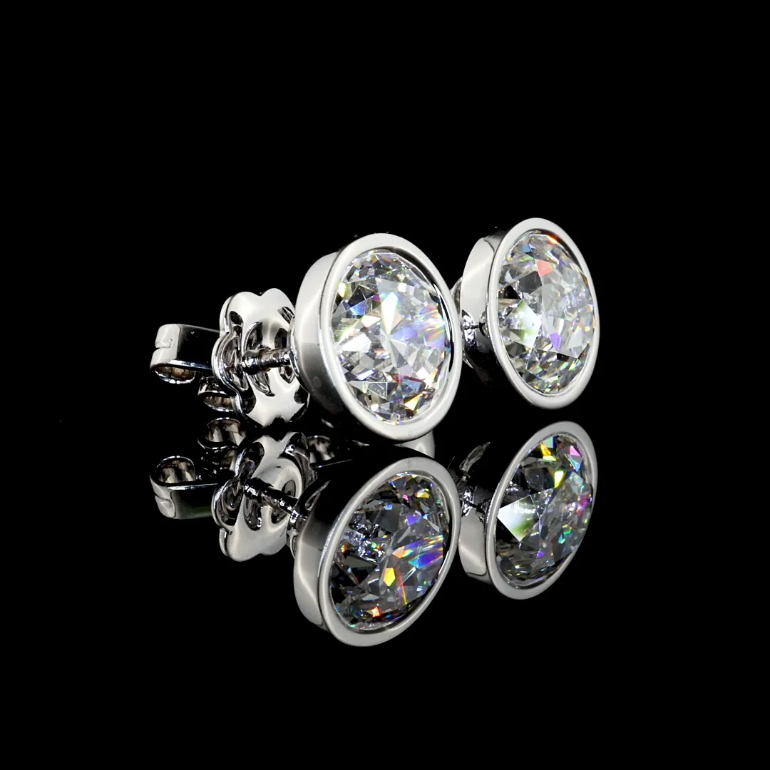 5.02 Cts 14k White Gold Old European Brilliant Shape Studs Earring