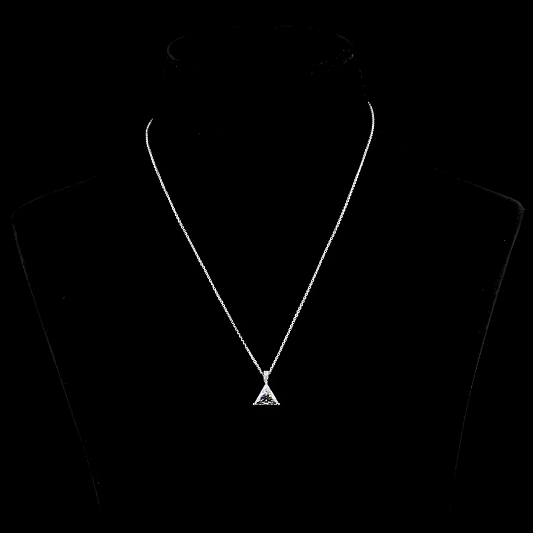 1.98 Cts 14k White Gold Triangle Shape Pendant Pendant