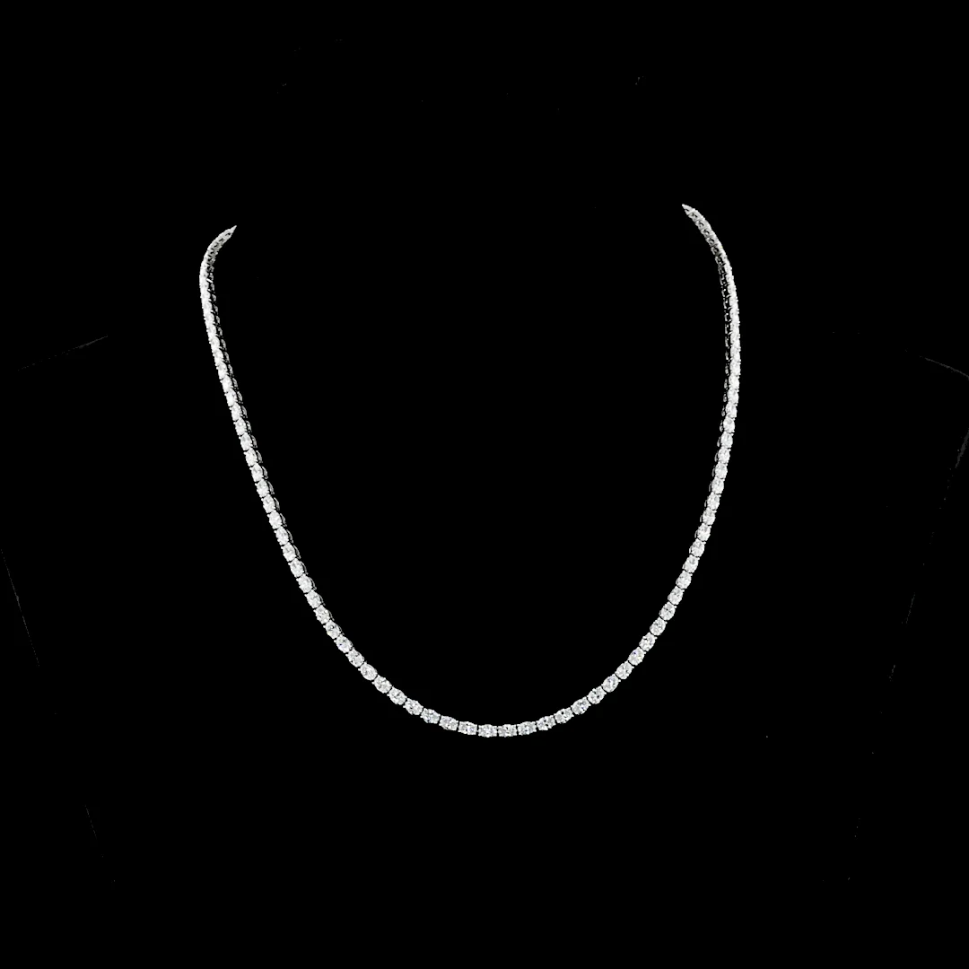 9.89 Cts 14k White Gold Oval Shape Tennis Necklace