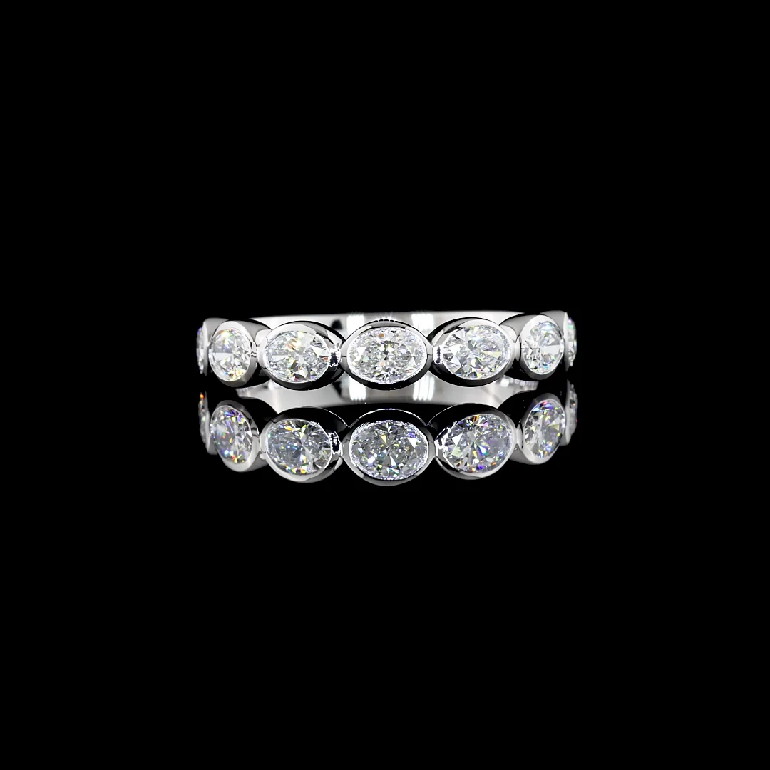 1.06 Cts 18k White Gold Oval Shape Half Eternity Eternity Band