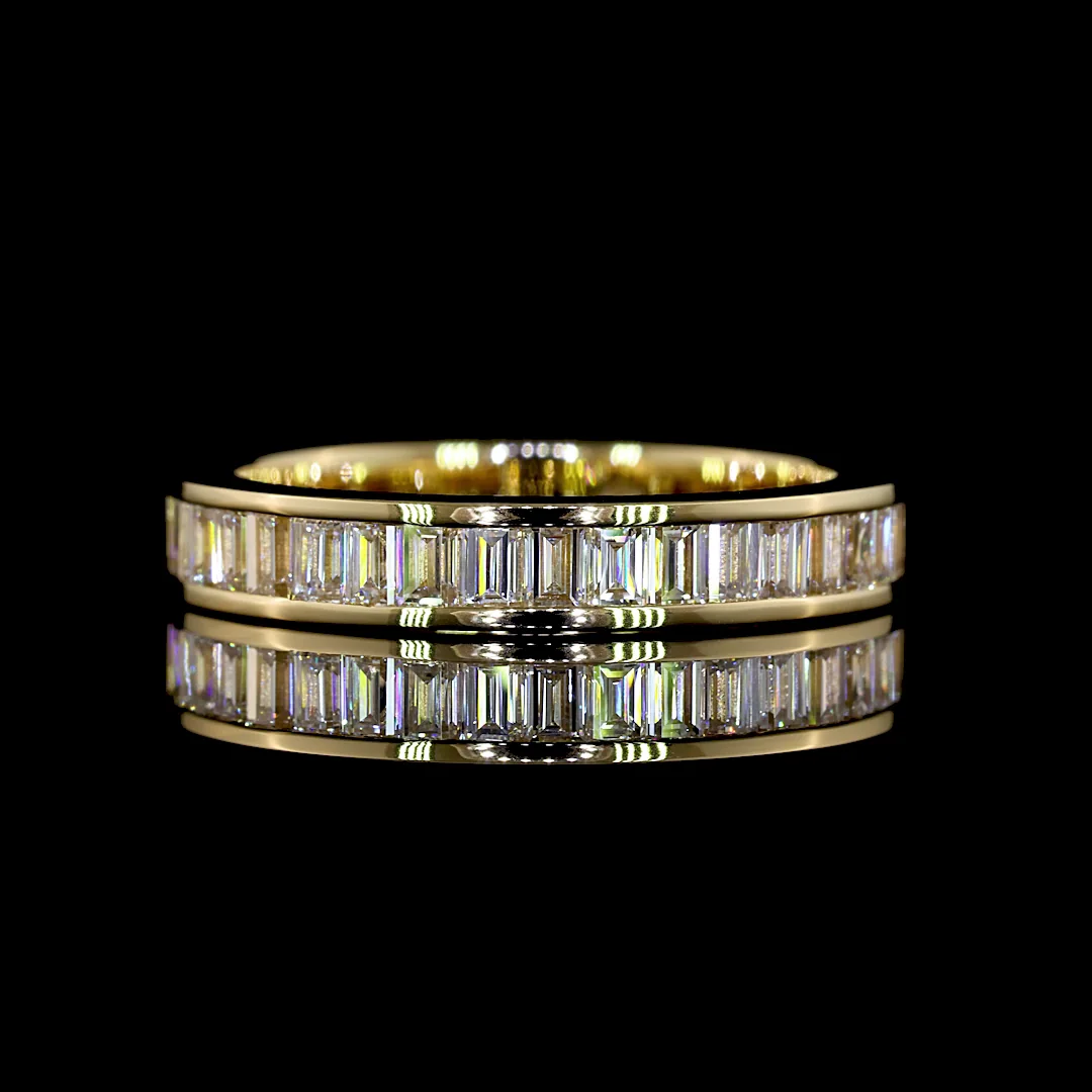 1.43 Cts 14k Yellow Gold Baguette Shape 3/4 Band Eternity Band