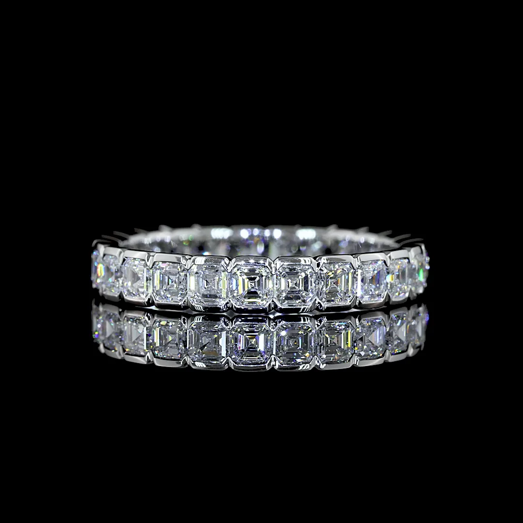 1.98 Cts 14k White Gold Asscher Shape Eternity Band Eternity Band