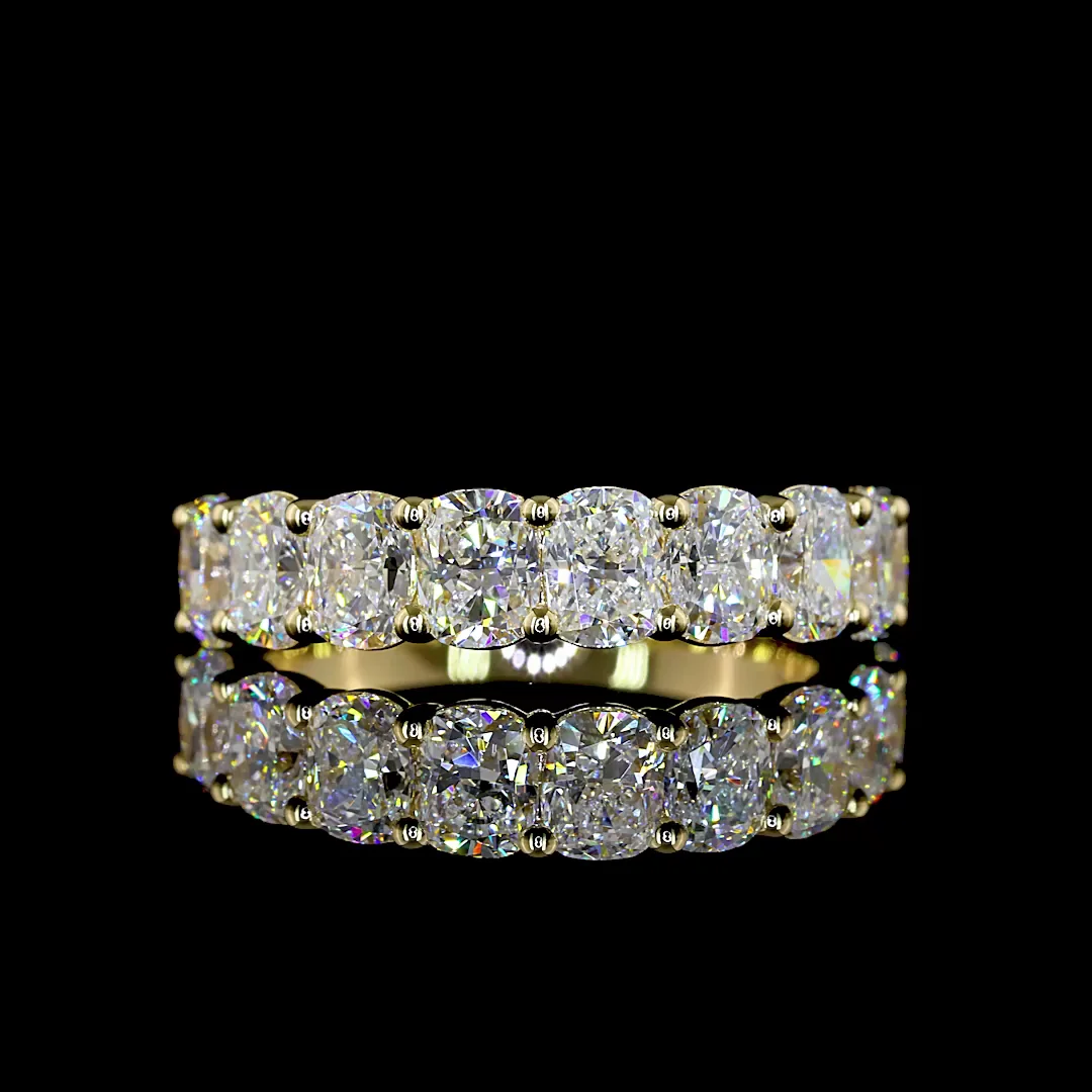 1.89 Cts 14k Yellow Gold Cushion Brilliant Shape Half Eternity Eternity Band