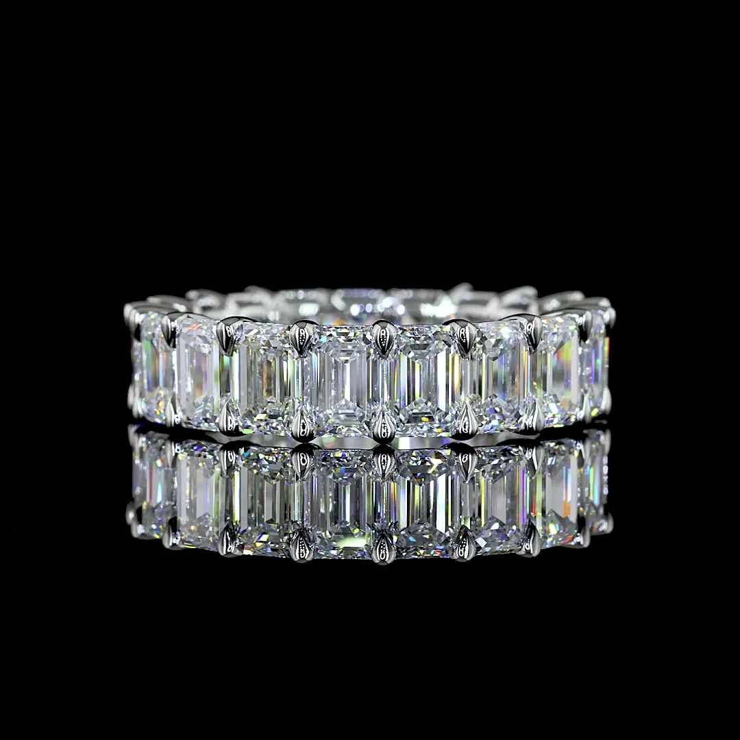 11.28 Cts Platinum Emerald Shape Eternity Band Eternity Band