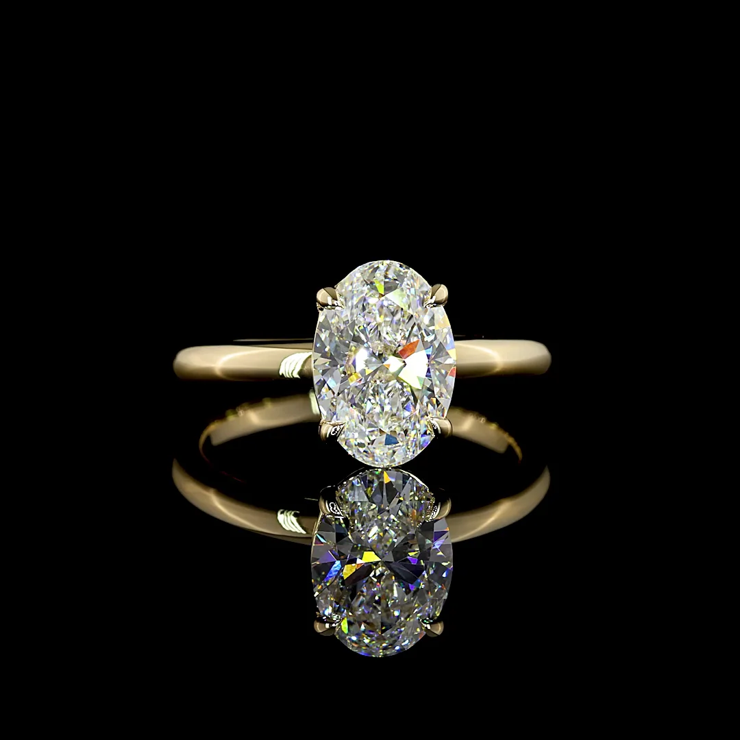 2.08 Cts 14k Yellow Gold Oval Shape Solitaire Ring