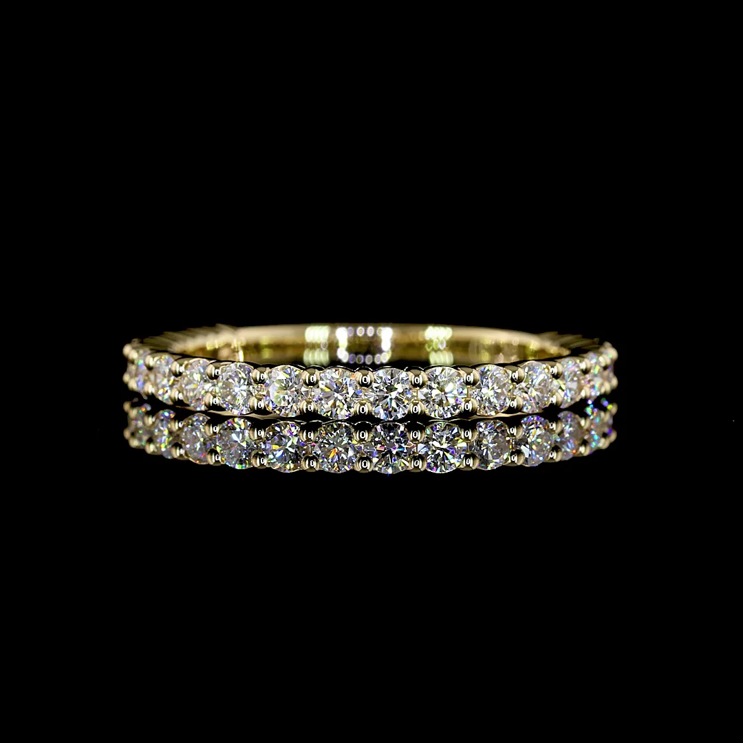 0.82 Cts 14k Yellow Gold Round Shape 3/4 Band Eternity Band