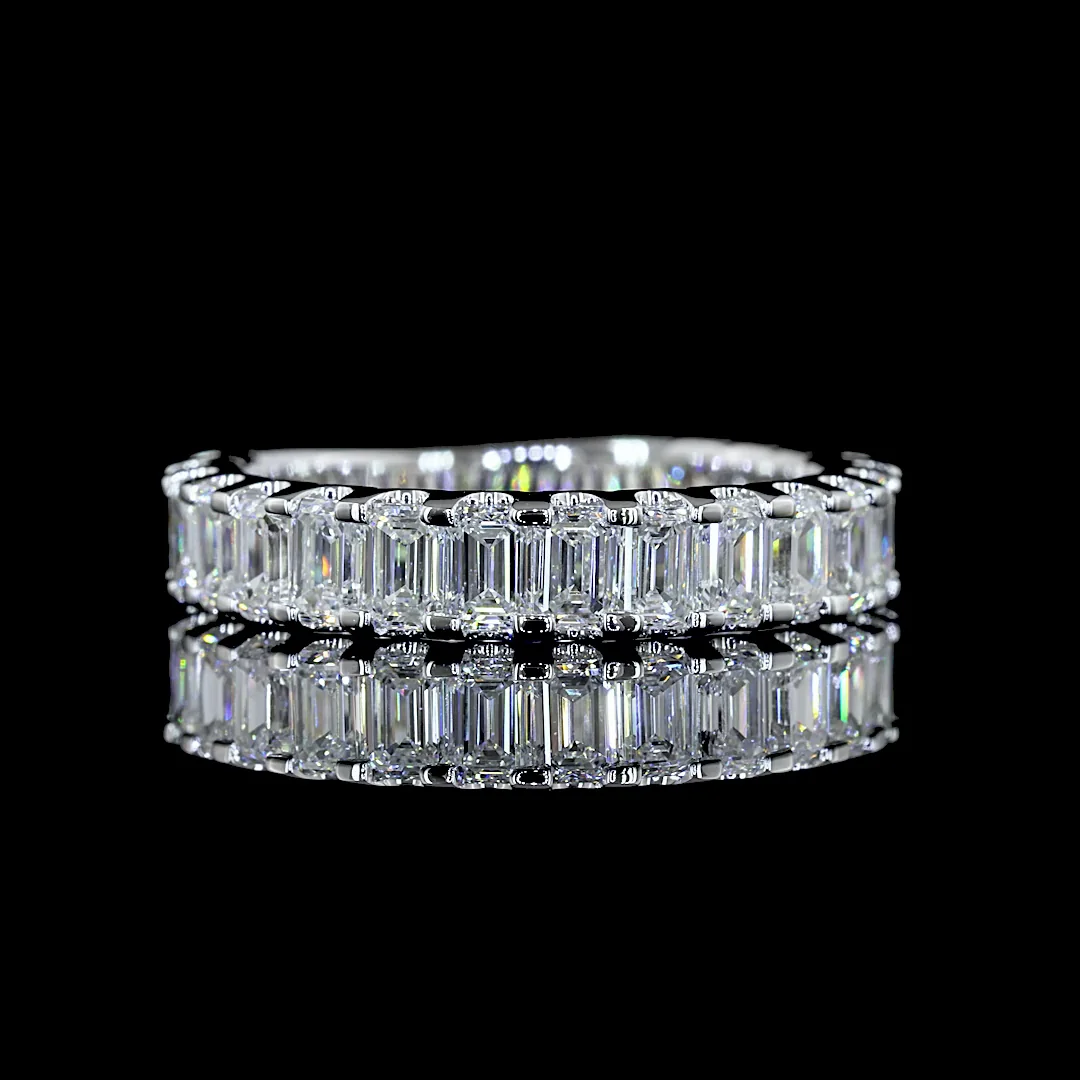 2.06 Cts 14k White Gold Emerald Shape 3/4 Band Eternity Band