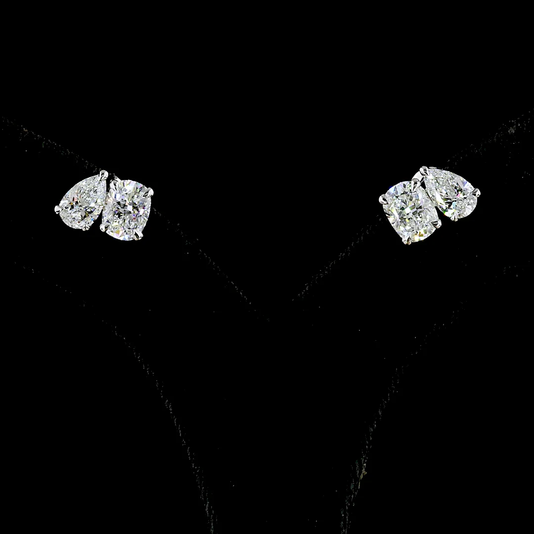 3.91 Cts Platinum Mix Shape Studs Earring