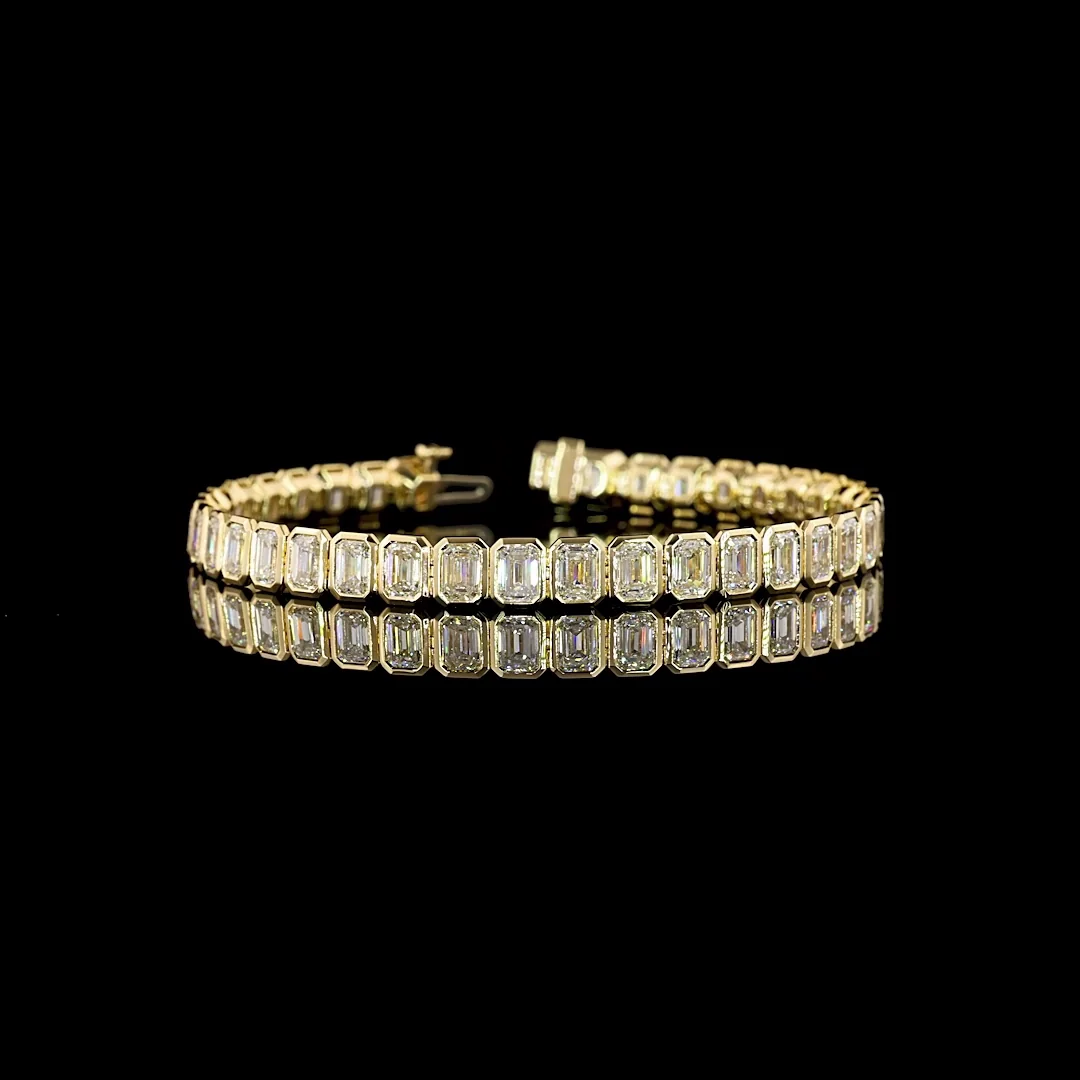 12.2 Cts 14k Yellow Gold Emerald Shape Tennis Bracelet