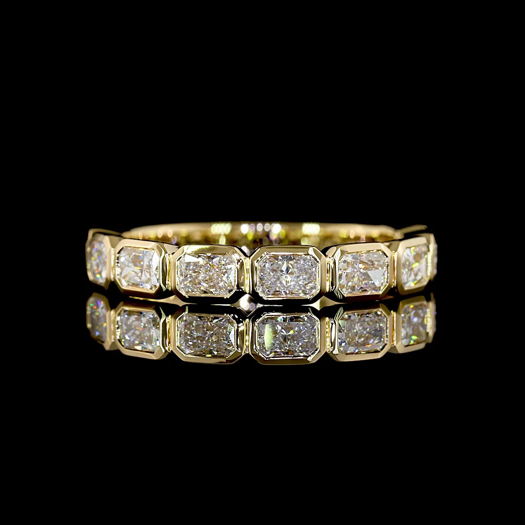 1.24 Cts 18k Yellow Gold Radiant Shape 3/4 Band Eternity Band
