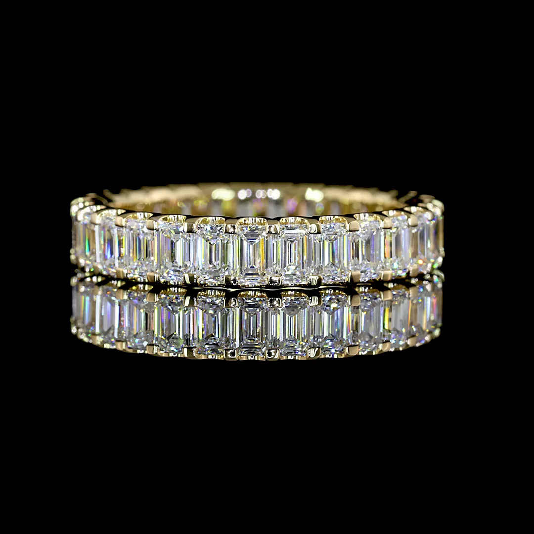 2.92 Cts 14k Yellow Gold Emerald Shape Eternity Band Eternity Band