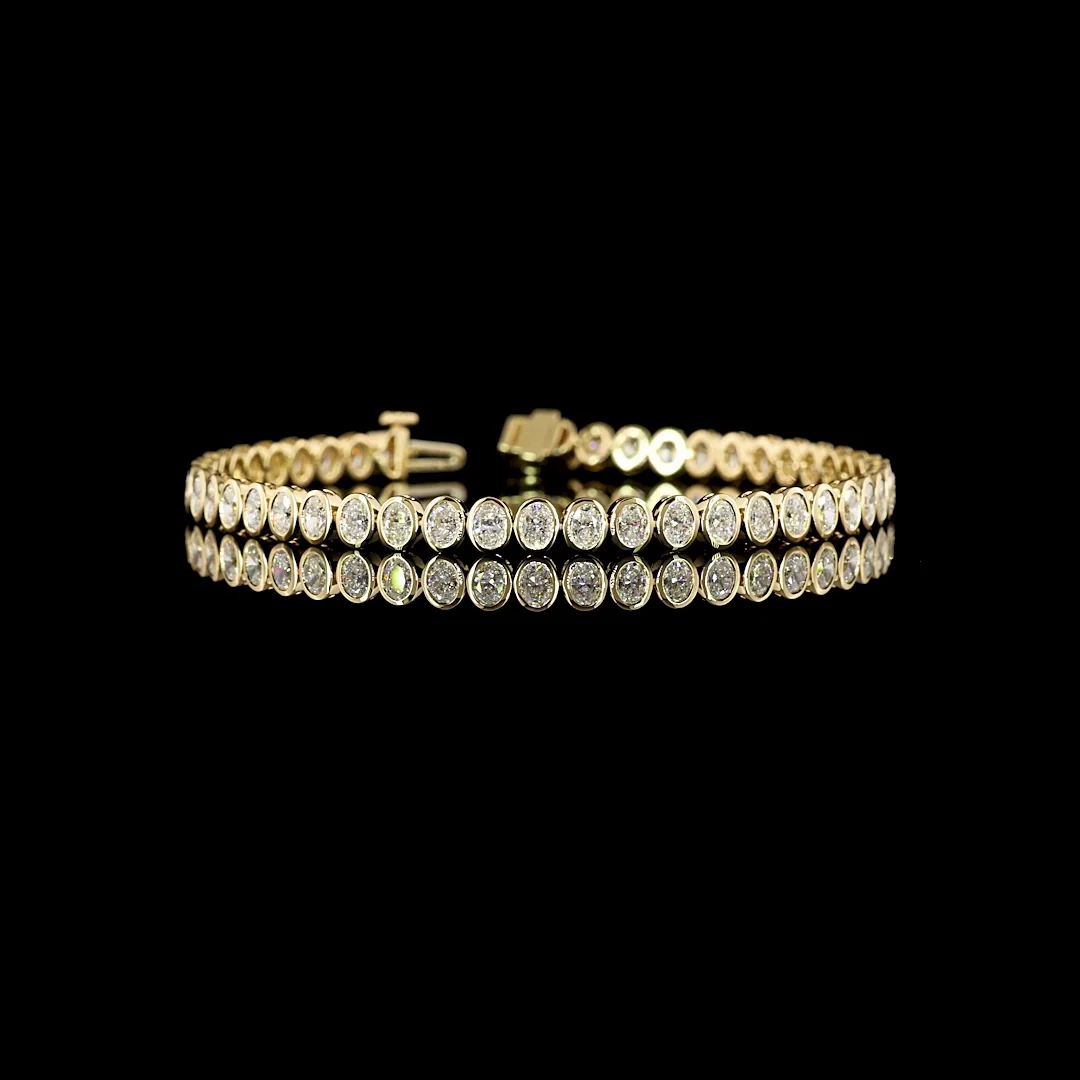 4.57 Cts 14k Yellow Gold Oval Shape Tennis Bracelet