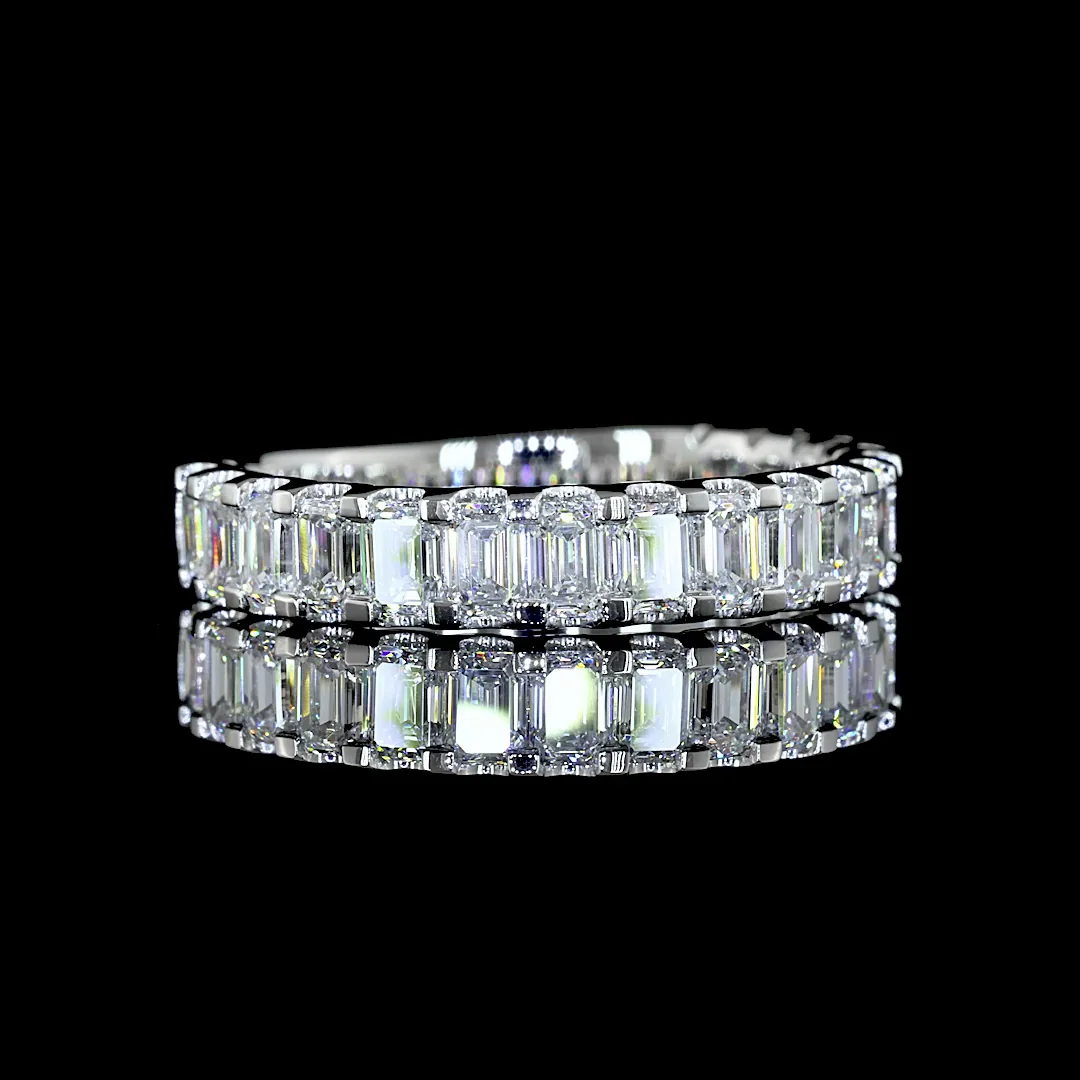 1.65 Cts Platinum Emerald Shape 3/4 Band Eternity Band