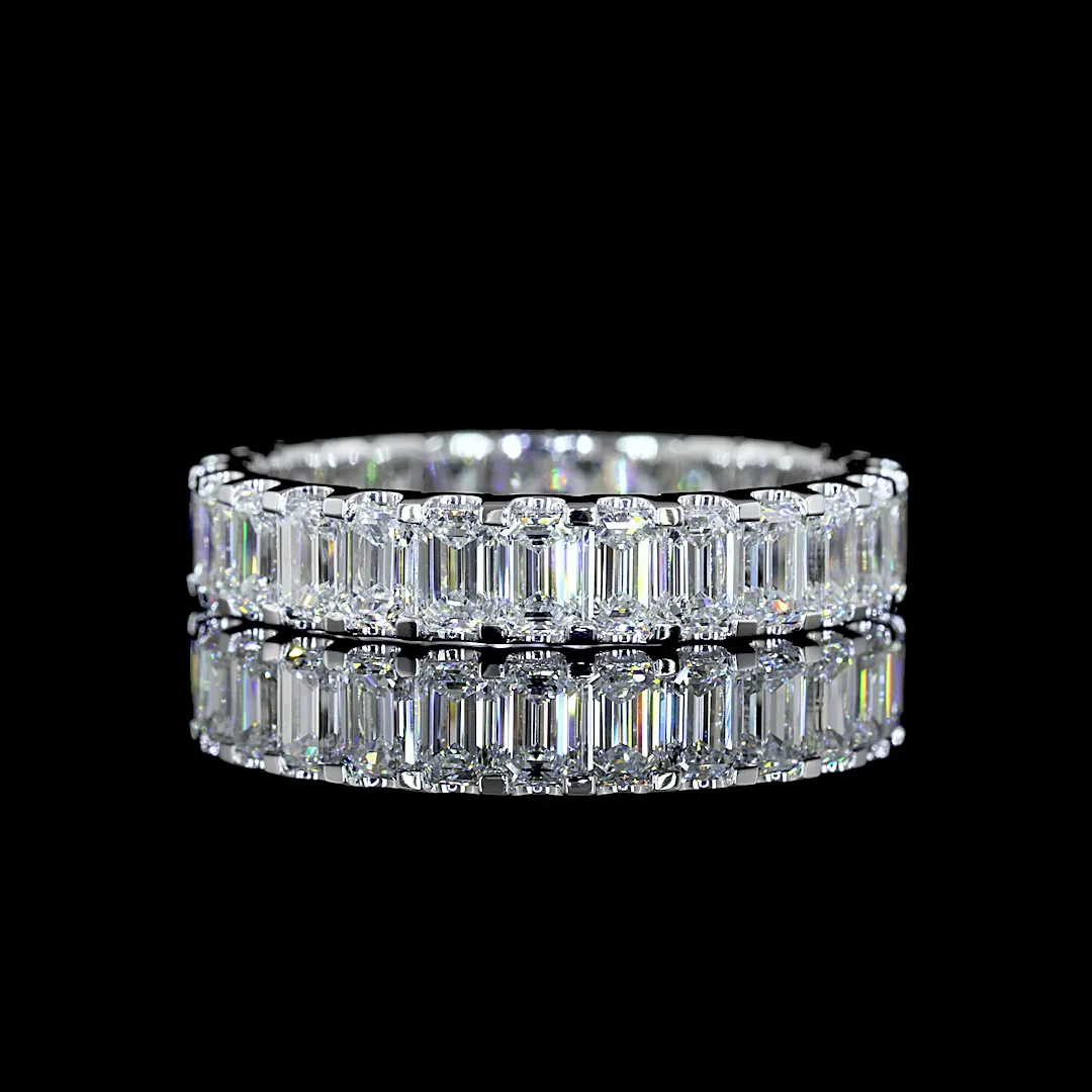 4.08 Cts 14k White Gold Emerald Shape Eternity Band Eternity Band