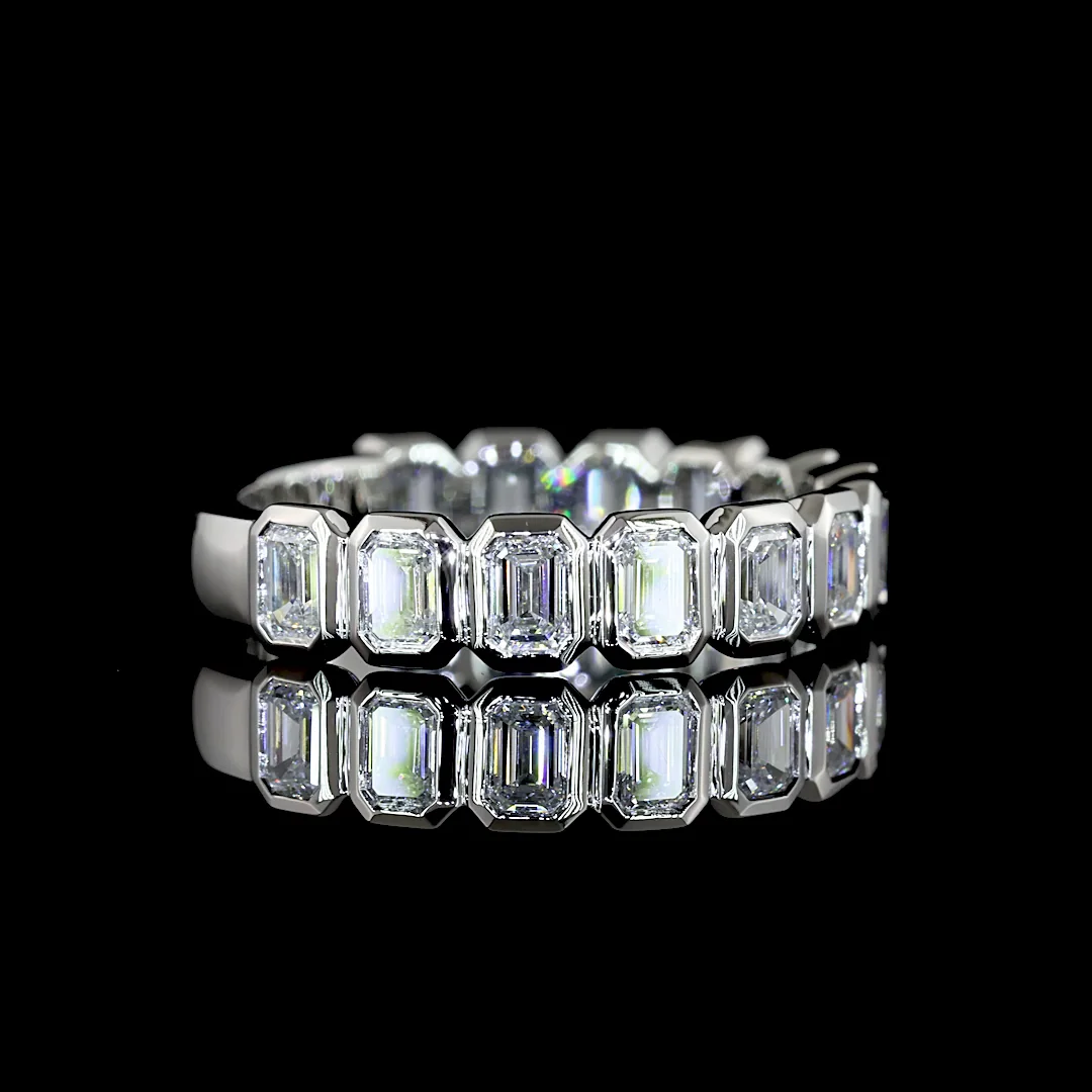 1.31 Cts Platinum Emerald Shape 3/4 Band Eternity Band