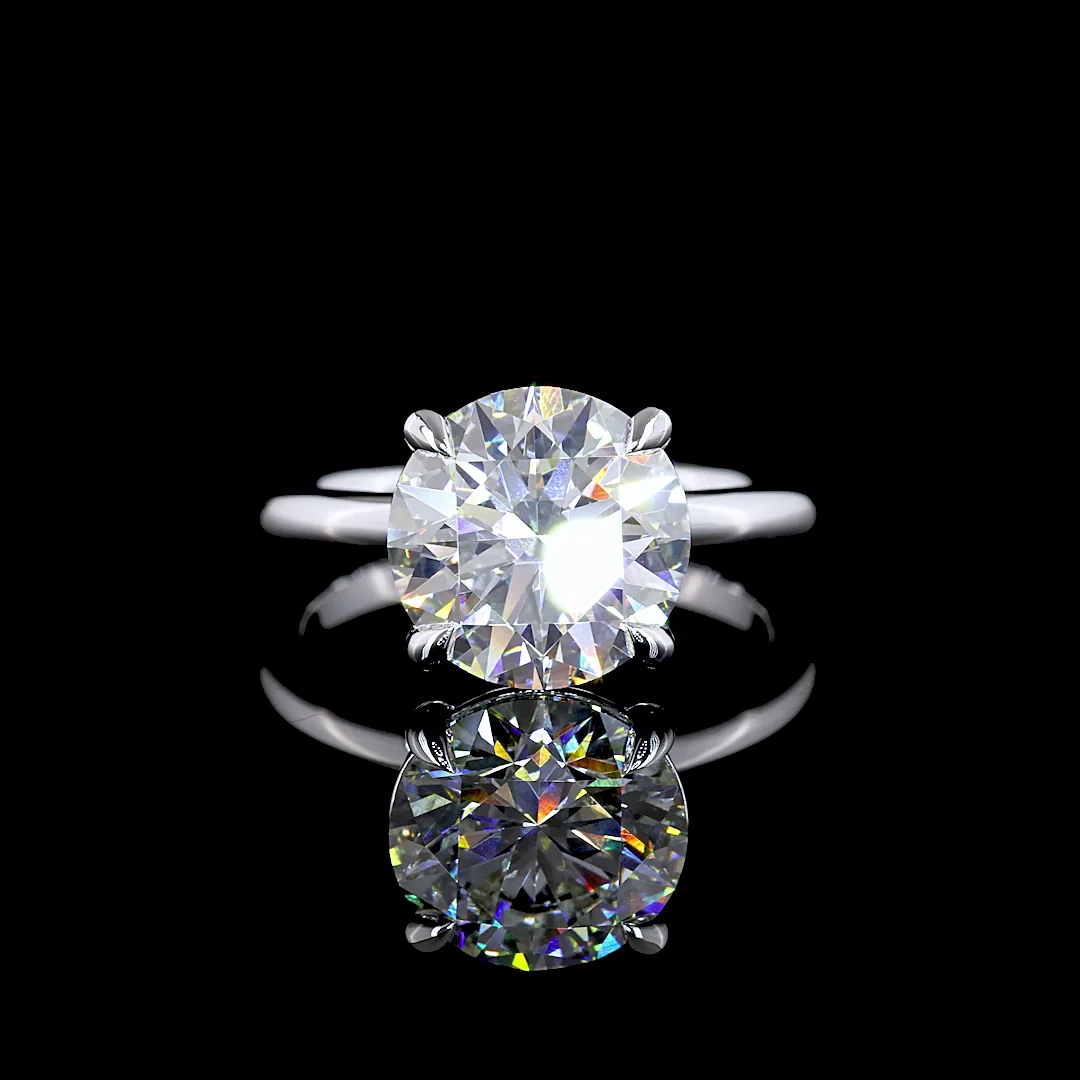 4.08 Cts 14k White Gold Round Shape Solitaire Ring