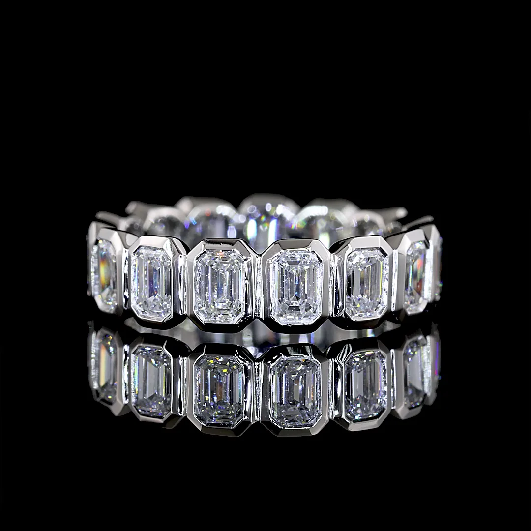 2.67 Cts Platinum Emerald Shape Eternity Band Eternity Band