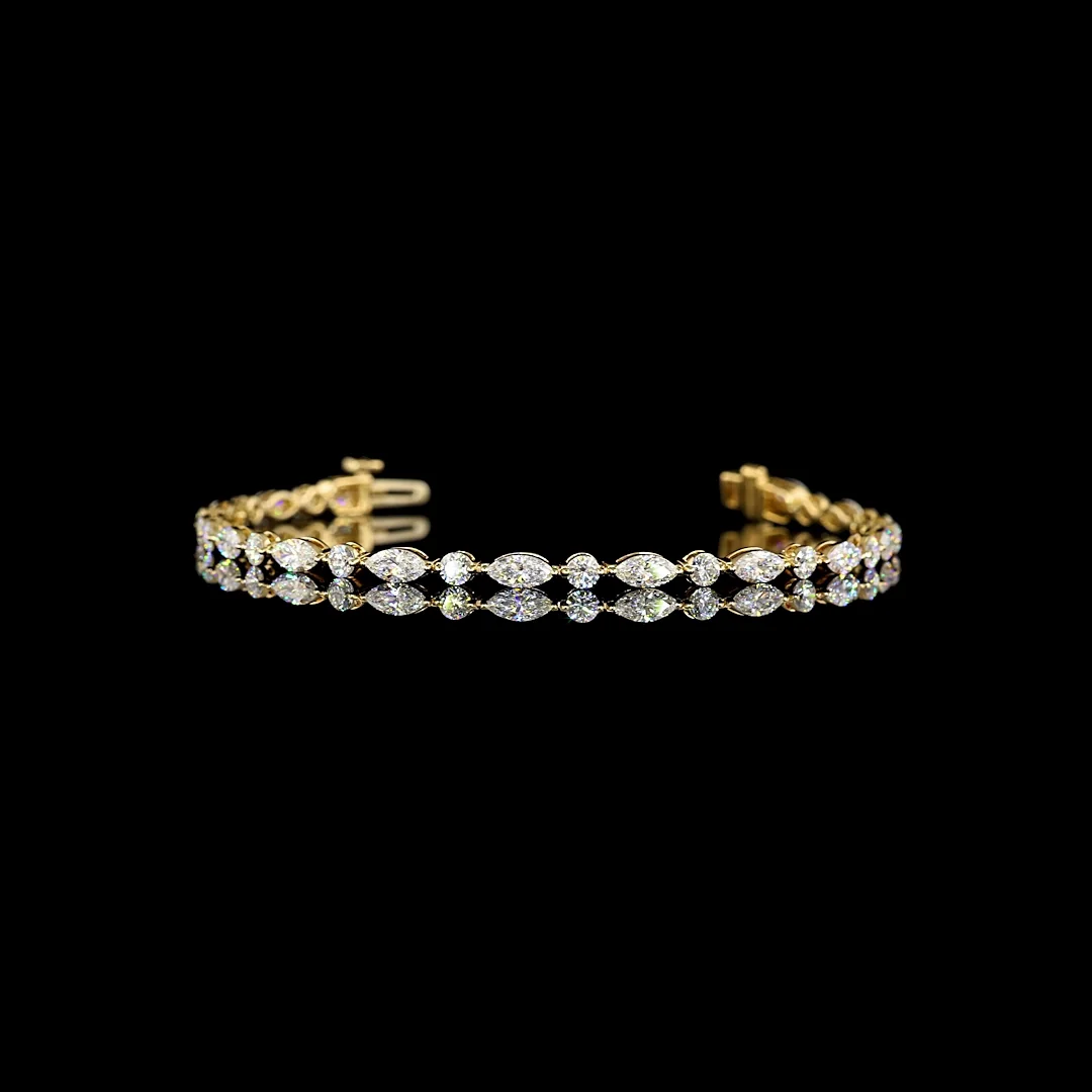 3.34 Cts 14k Yellow Gold Mix Shape Station Bracelet