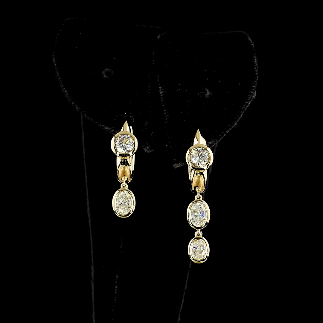 1.69 Cts 14k Yellow Gold Round Shape Hanging Earring