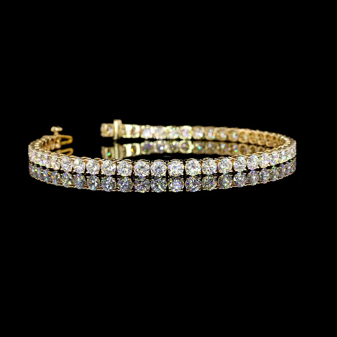 0.43 Cts 14k Yellow Gold Round Shape Tennis Bracelet