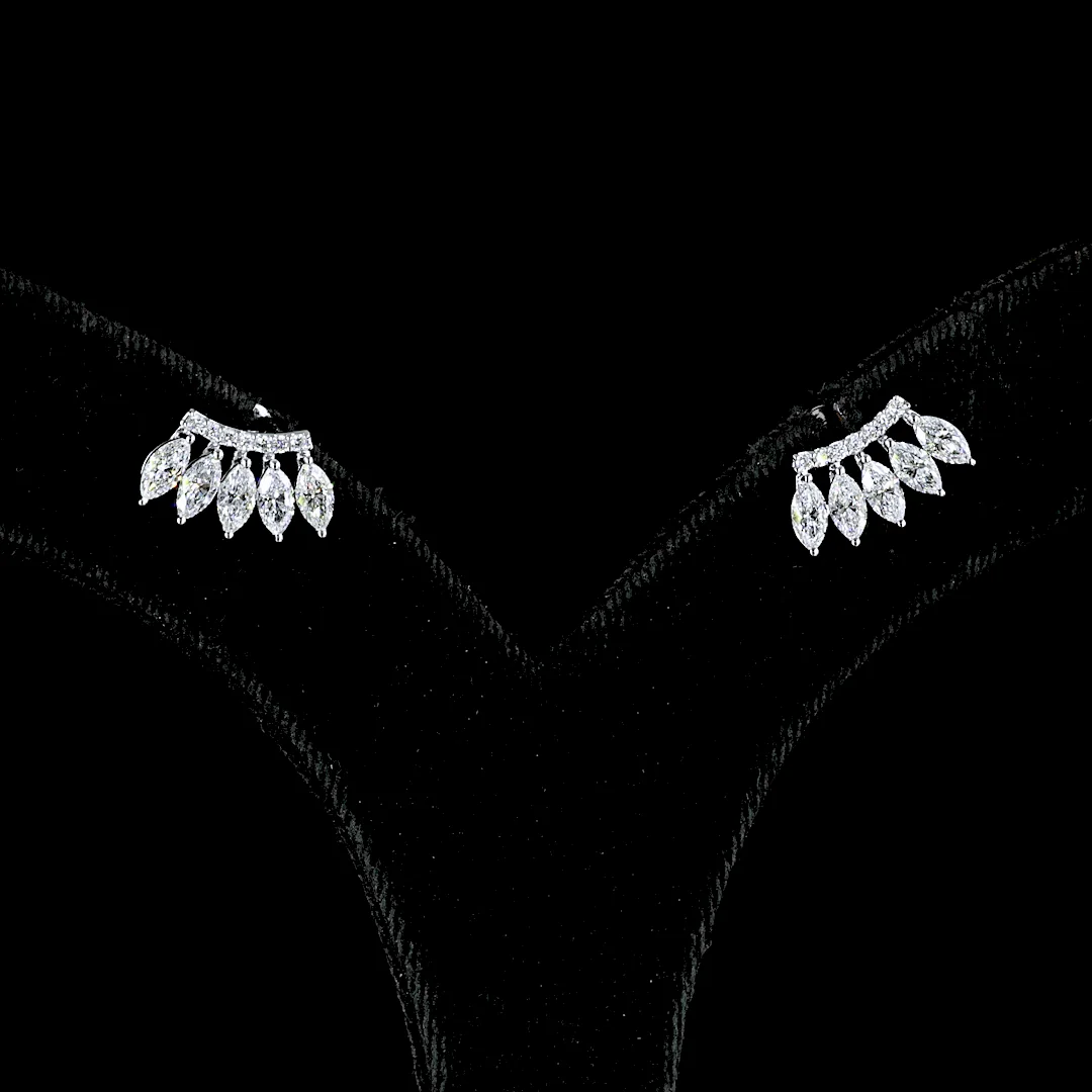 1.26 Cts 14k White Gold Marquise Shape Crawler Earring