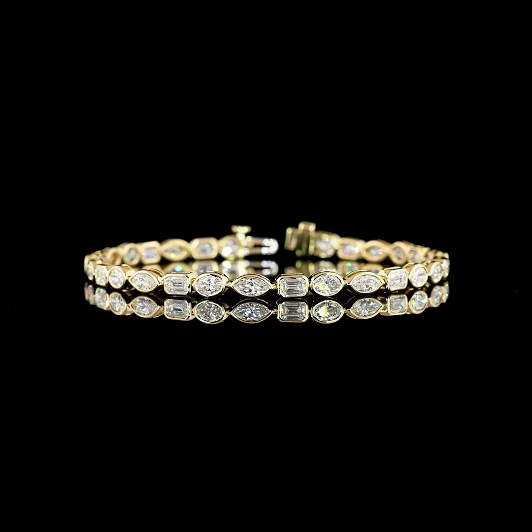5.88 Cts 14k Yellow Gold Mix Shape Tennis Bracelet