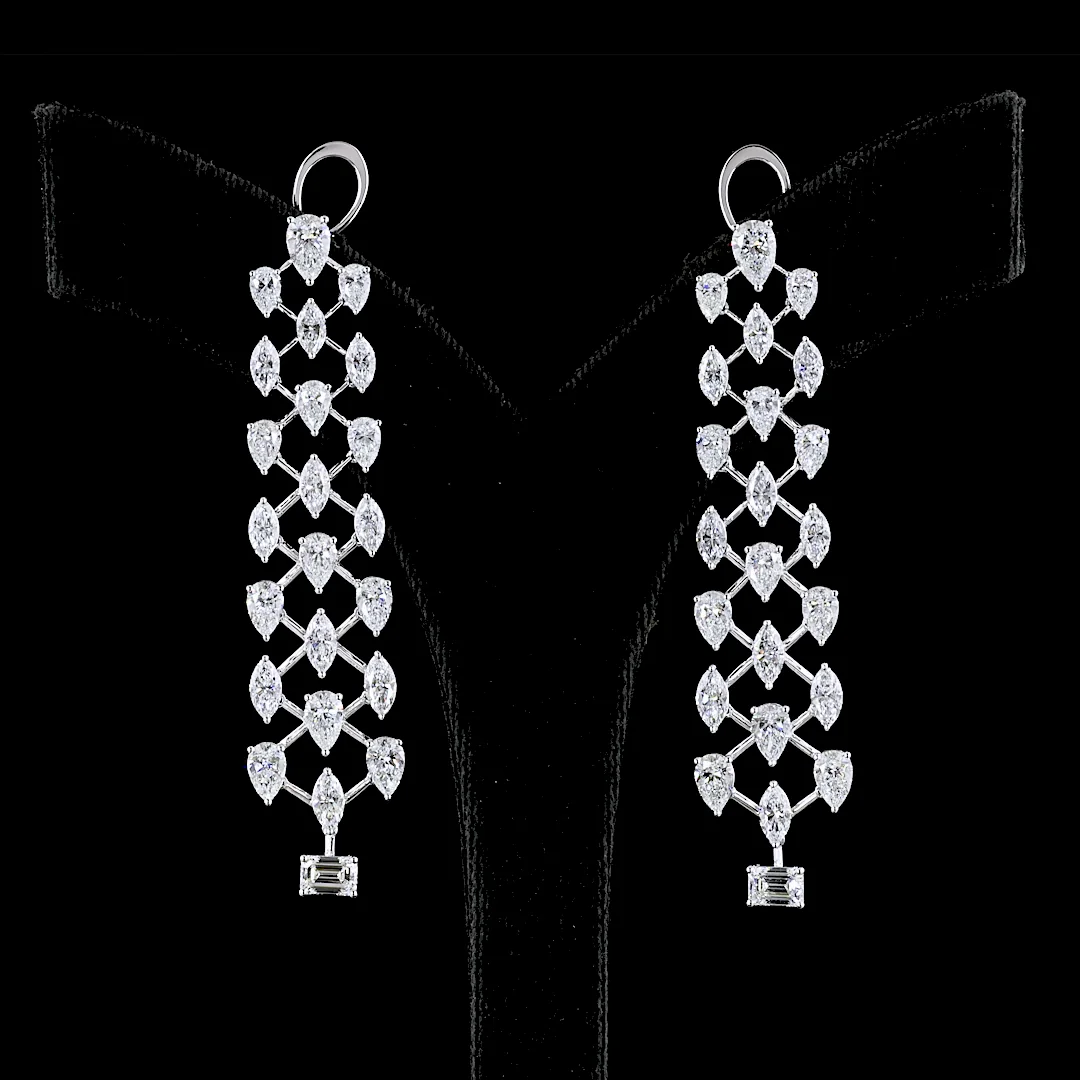 10.03 Cts 14k White Gold Pear Shape Hanging Earring