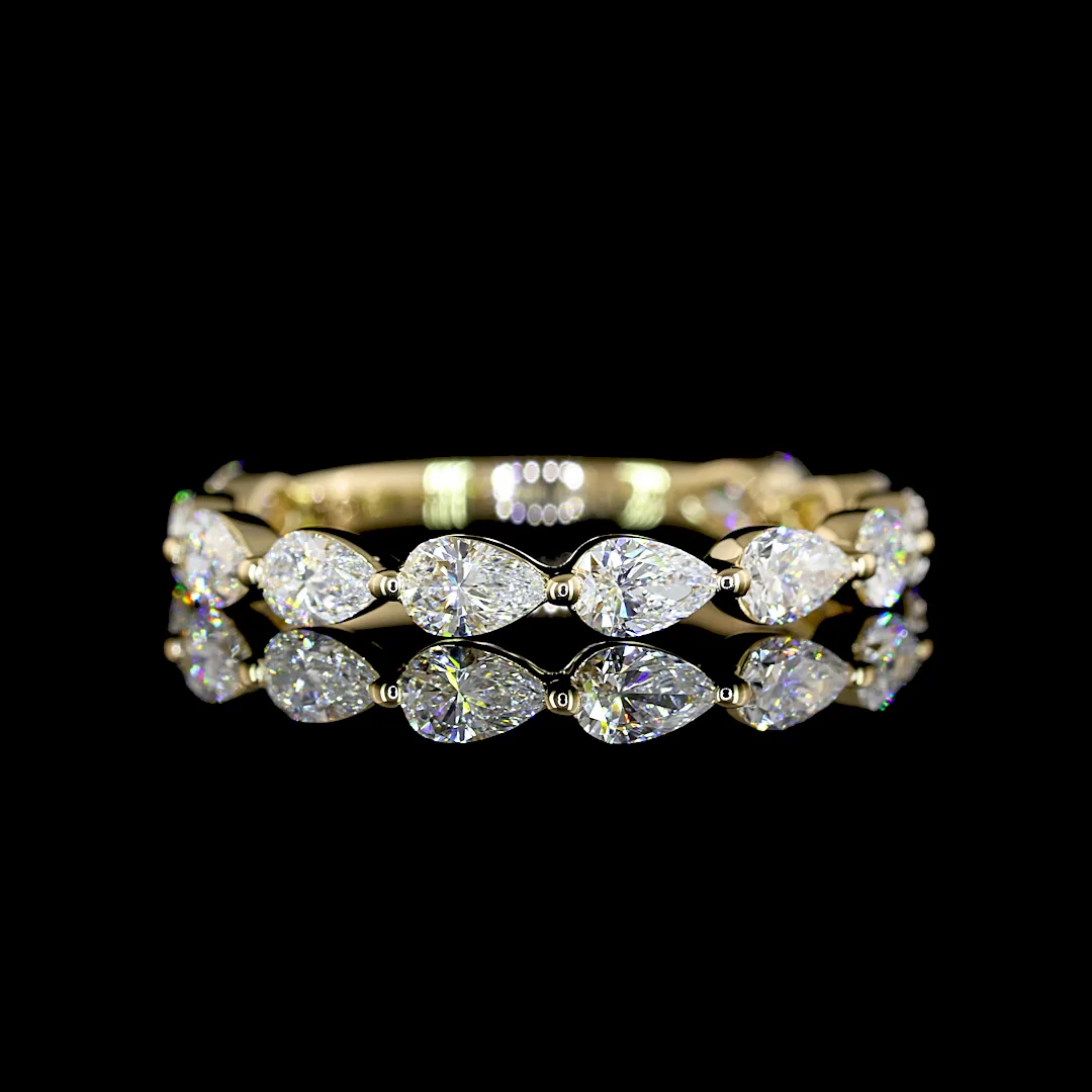 1.05 Cts 14k Yellow Gold Pear Shape 3/4 Band Eternity Band
