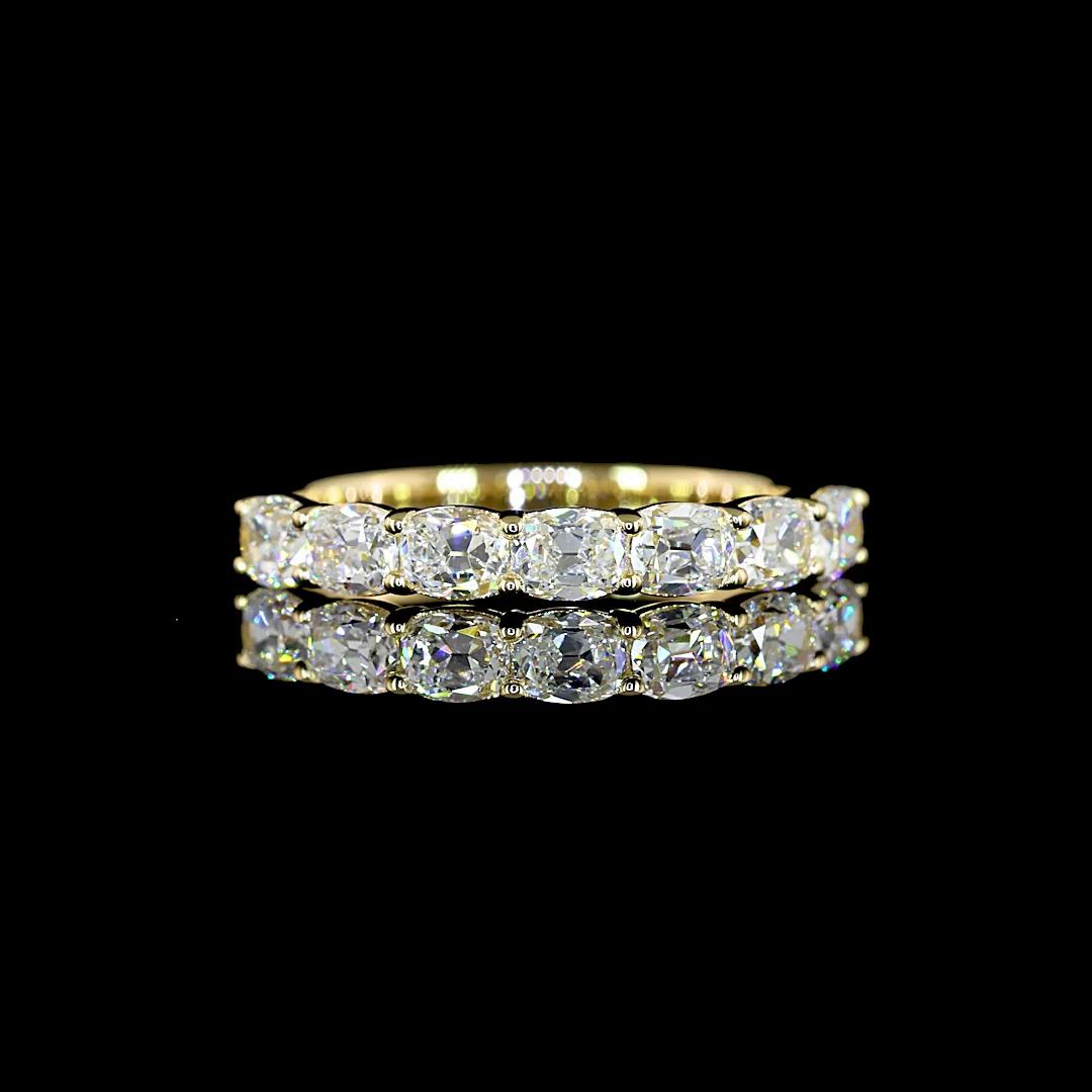 0.75 Cts 14k Yellow Gold Antique Cushion Shape 7 Stones Eternity Band