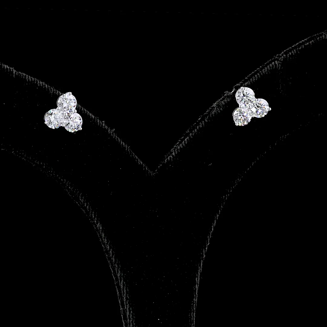 1.9 Cts 14k White Gold Round Shape Studs Earring