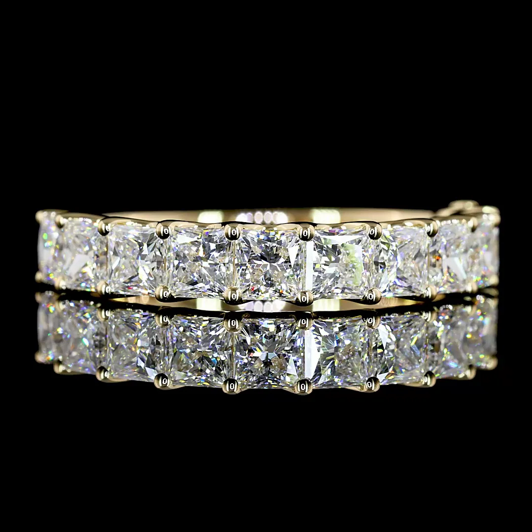 1.94 Cts 14k Yellow Gold Princess Shape Half Eternity Eternity Band
