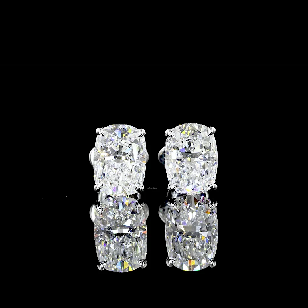 3.26 Cts 14k White Gold Cushion Brilliant Shape Studs Earring