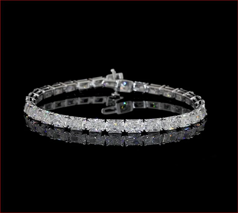 10.79 Cts 14k White Gold Radiant Shape Tennis Bracelet