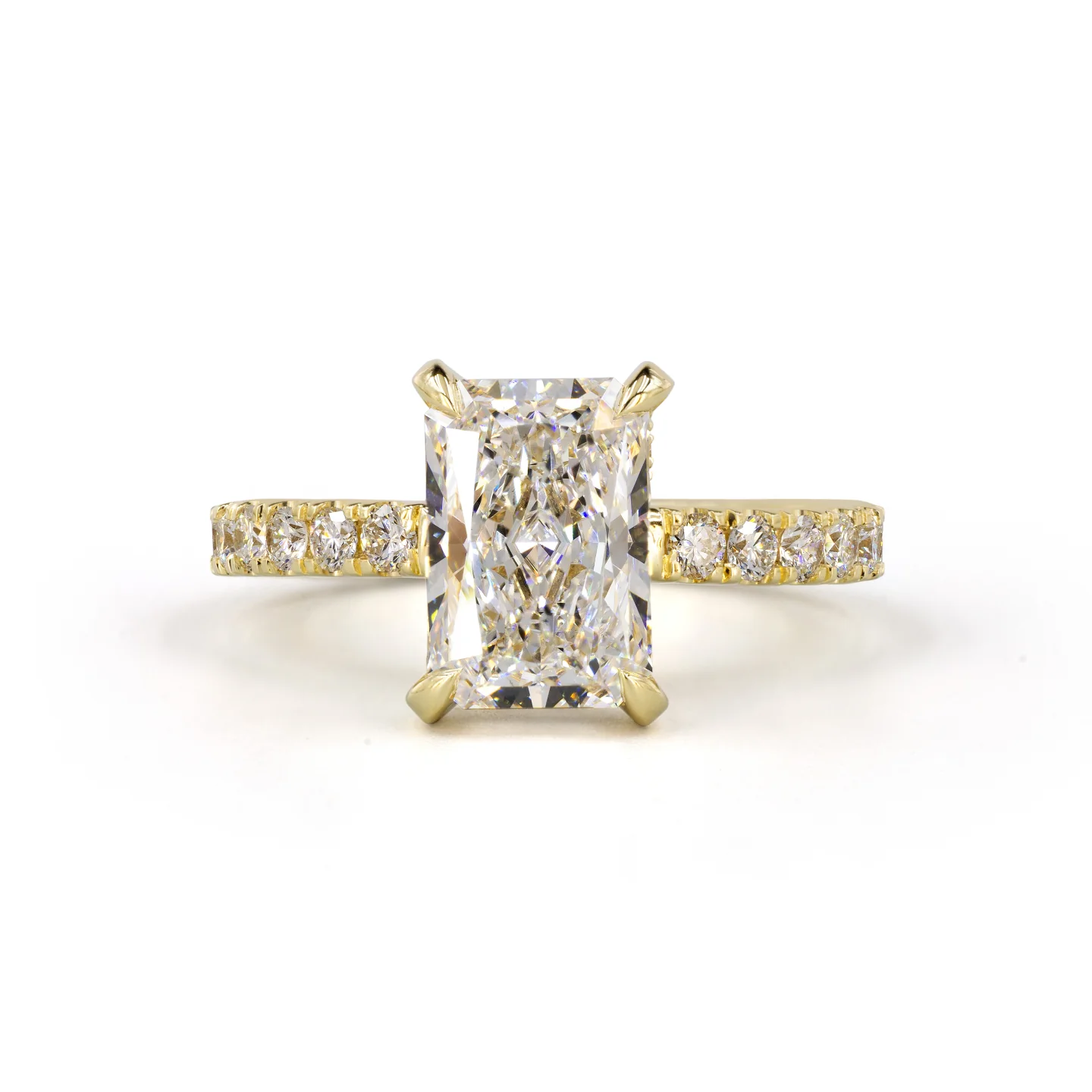 3.96 Cts 14k Yellow Gold Radiant Shape Hidden Halo Ring