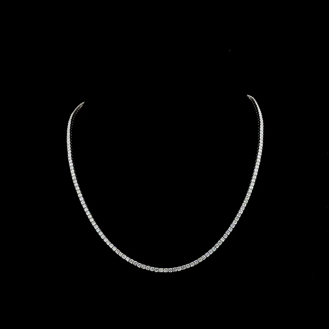 6.03 Cts 14k White Gold Round Shape Tennis Necklace