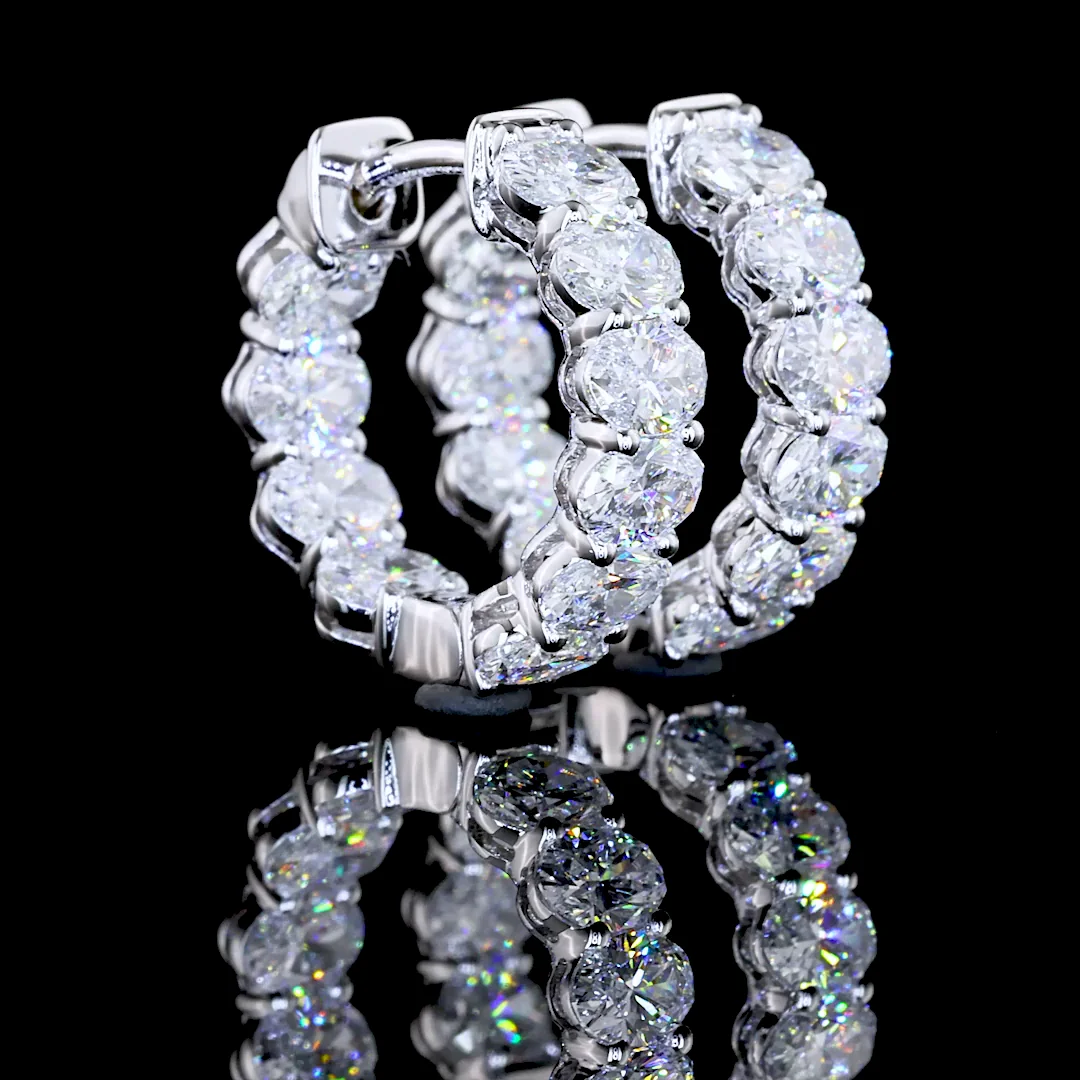 2.01 Cts 14k White Gold Oval Shape Hanging Earring