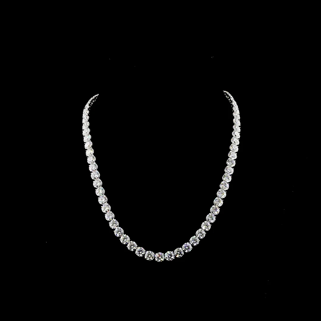 68.71 Cts 14k White Gold Round Shape Tennis Necklace