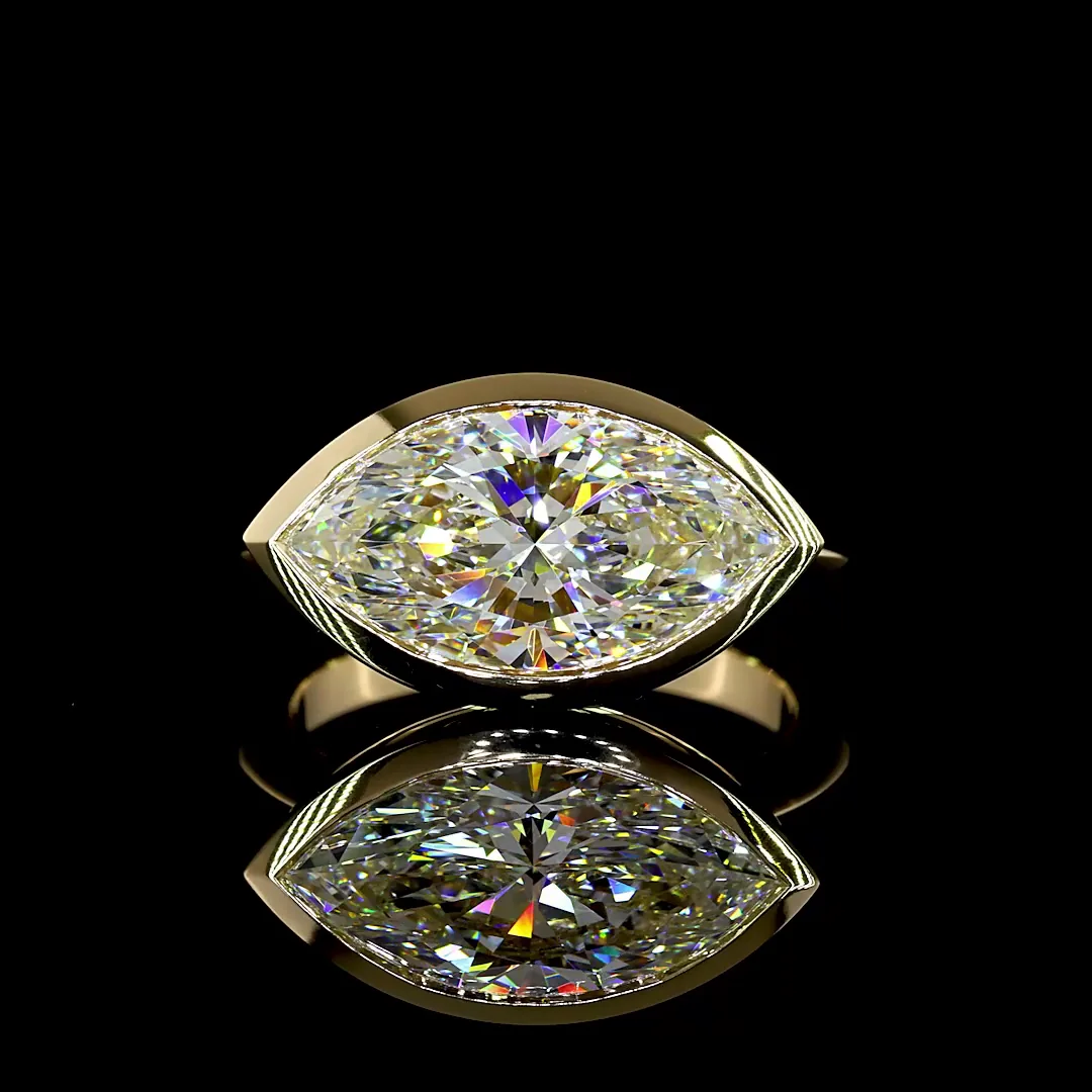 4.16 Cts 14k Yellow Gold Marquise Shape Solitaire Ring