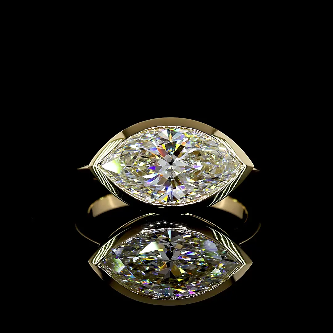 3.04 Cts 14k Yellow Gold Marquise Shape Solitaire Ring