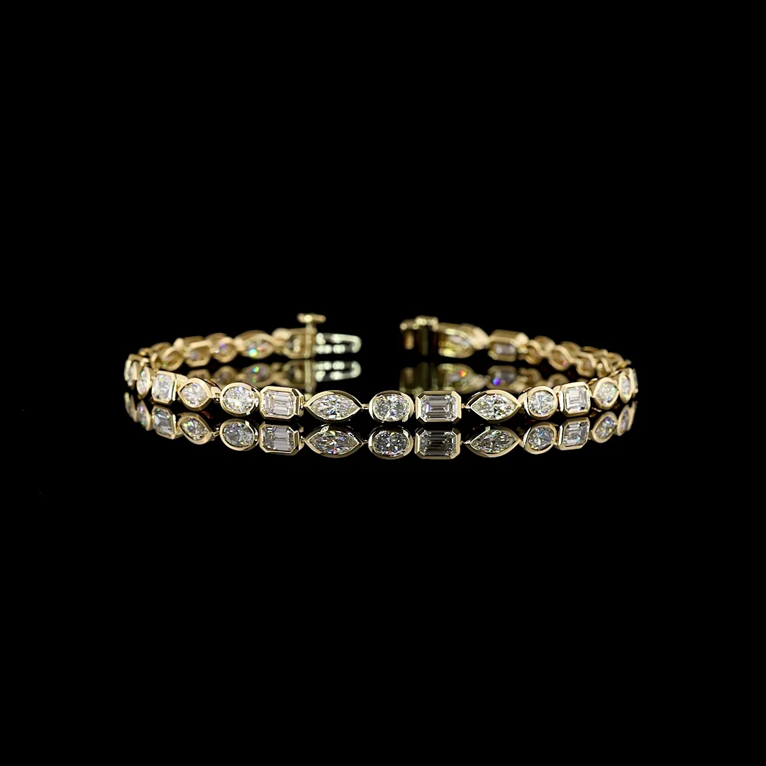 5.27 Cts 14k Yellow Gold Mix Shape Tennis Bracelet