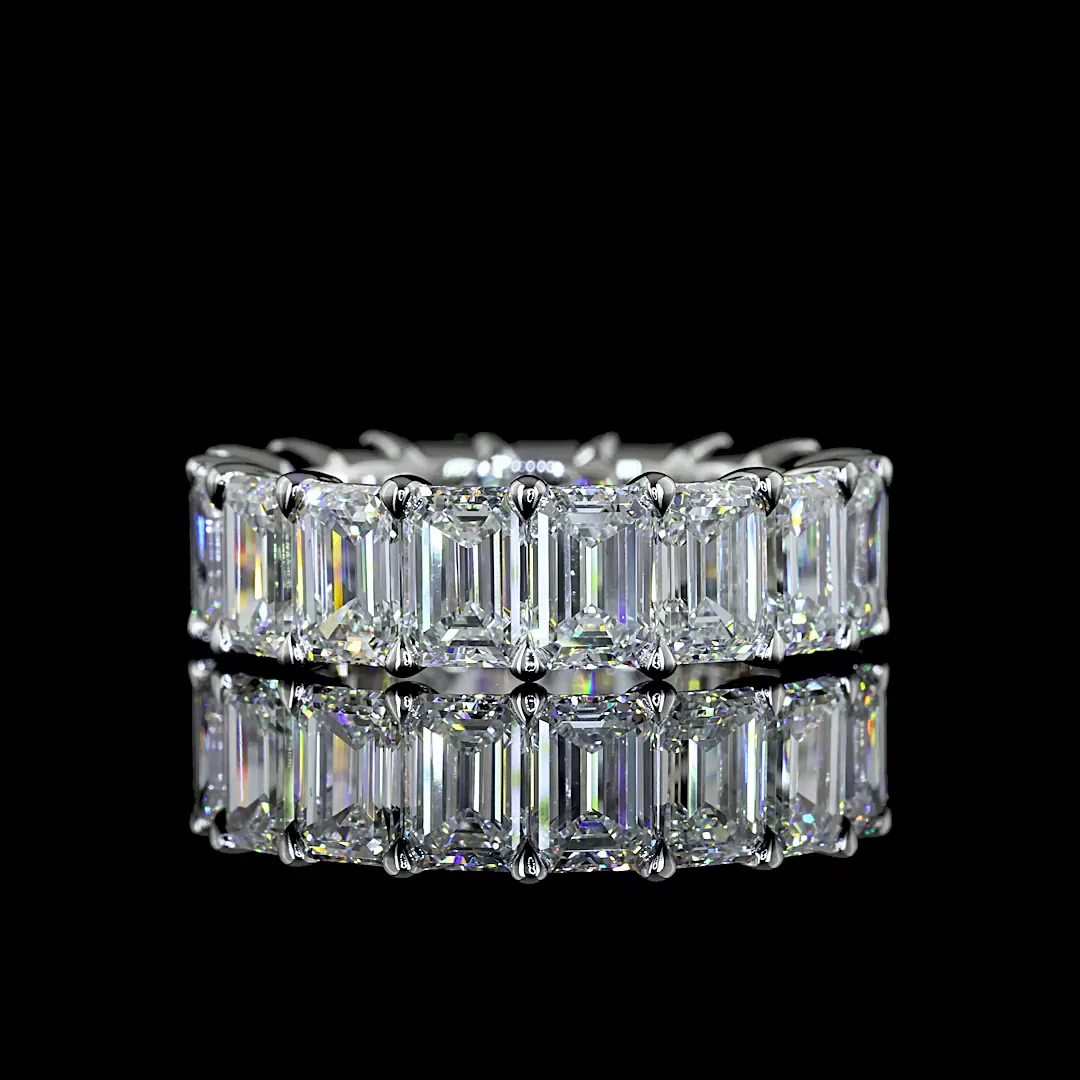 8.08 Cts Platinum Emerald Shape Eternity Band Eternity Band