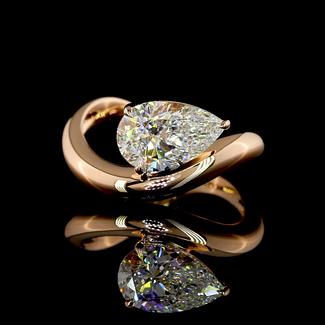 1.78 Cts 14k Yellow Gold Pear Shape Solitaire Ring