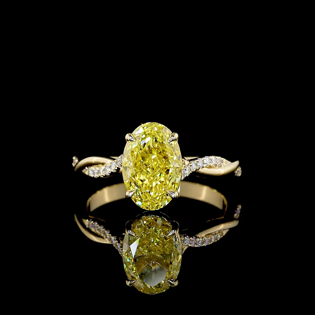2.47 Cts 14k Yellow Gold Oval Shape Solitaire Diamond Shank Ring
