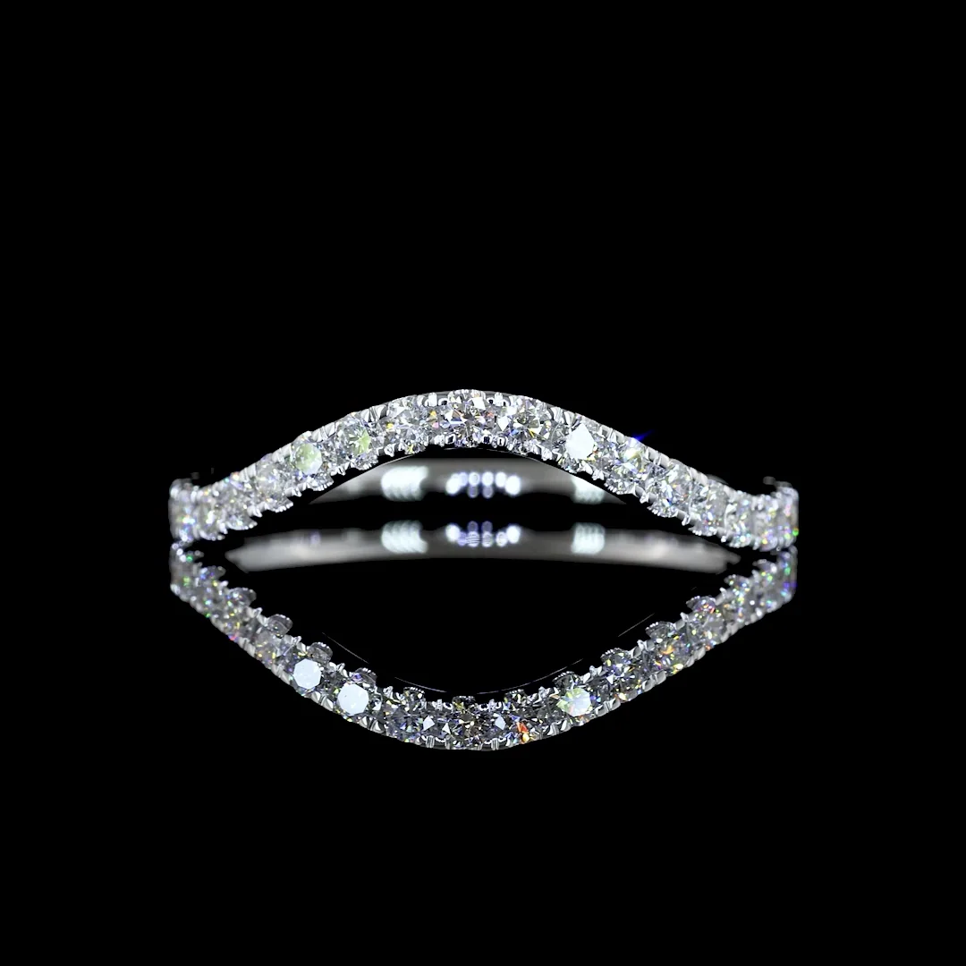 0.44 Cts 14k White Gold Round Shape Half Eternity Eternity Band